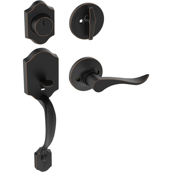 HOSOM Oil Rubbed Bronze Front Door Handle Set, Single Cylinder Exterior